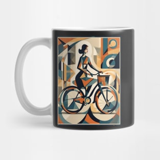 A Woman and a Bicycle 001 - Cubo-Futurism Style Mug